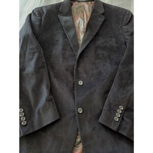 Lauren Ralph Lauren Mens Black Corduroy Blazer Jacket Sports Coat Paisley Sz 46L